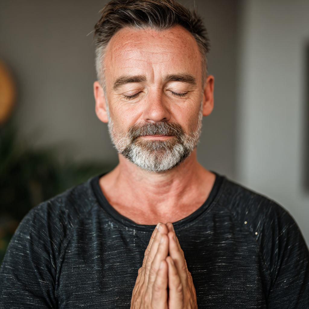 Wise Hungarian elderly woman in her 60s sitting in a peaceful meditation pose, representing the body's natural wisdom and memory
